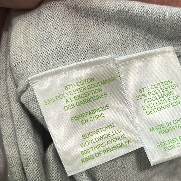 NWT Lilly Pulitzer Charla Sweater Heathered Seaside Grey Gold Metallic Ruffle S - Picture 9 of 14